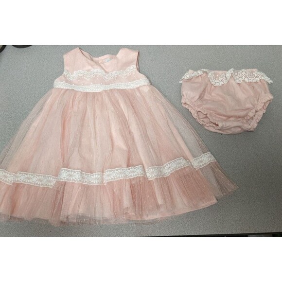 ABEL & LULU Beautiful Sleeveless Net Overlay Lace Trimmed Dress and Bloomers 36M - Picture 2 of 12